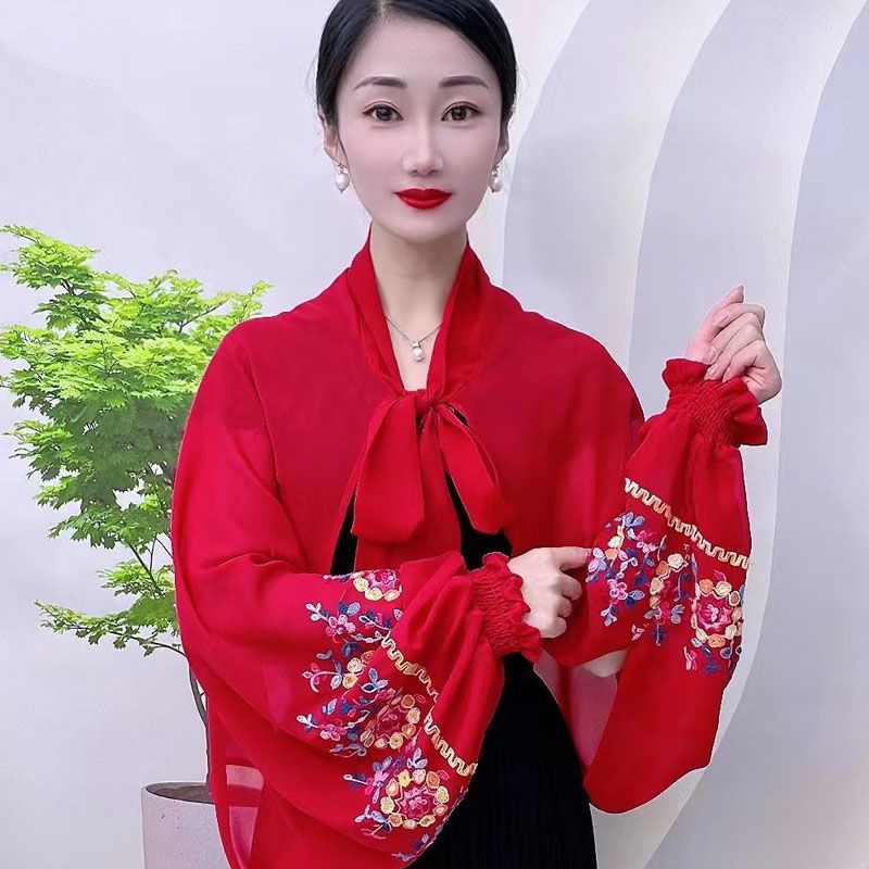 精品【绣花披肩】刺绣防晒衣宽袖