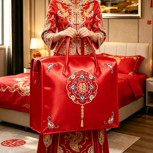结婚四件套包装袋手提袋加厚防水牛津布陪嫁棉花喜被红色收纳袋