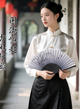 古风小巧扇子风女旗袍汉服舞蹈随身带中式复古折扇夏天清凉扇
