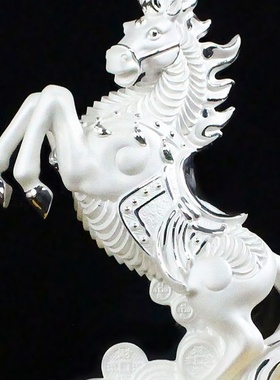 足银工艺品马摆件家居大厅装饰摆商务礼品送领导送老师足银999