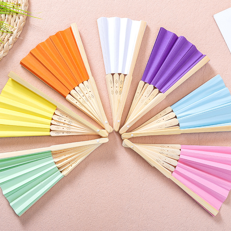 7寸彩色纸扇空白折扇儿童绘画扇子手工diy幼教用品涂色素面扇子