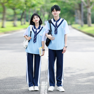 班服初中生夏季短袖t恤英伦学院风女生毕业裙子中小学生校服套装