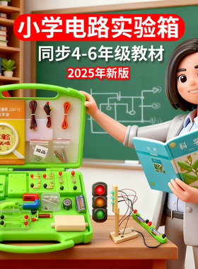 电路实验器材小学四年级下册科学电学实验箱六年级材料套装物理电磁铁实验盒串联并联简单点亮灯泡暗盒小学生
