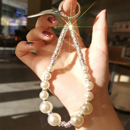 手工自制时尚珍珠手机挂绳短款高级感奢华水钻挂链ccd相机挂件女