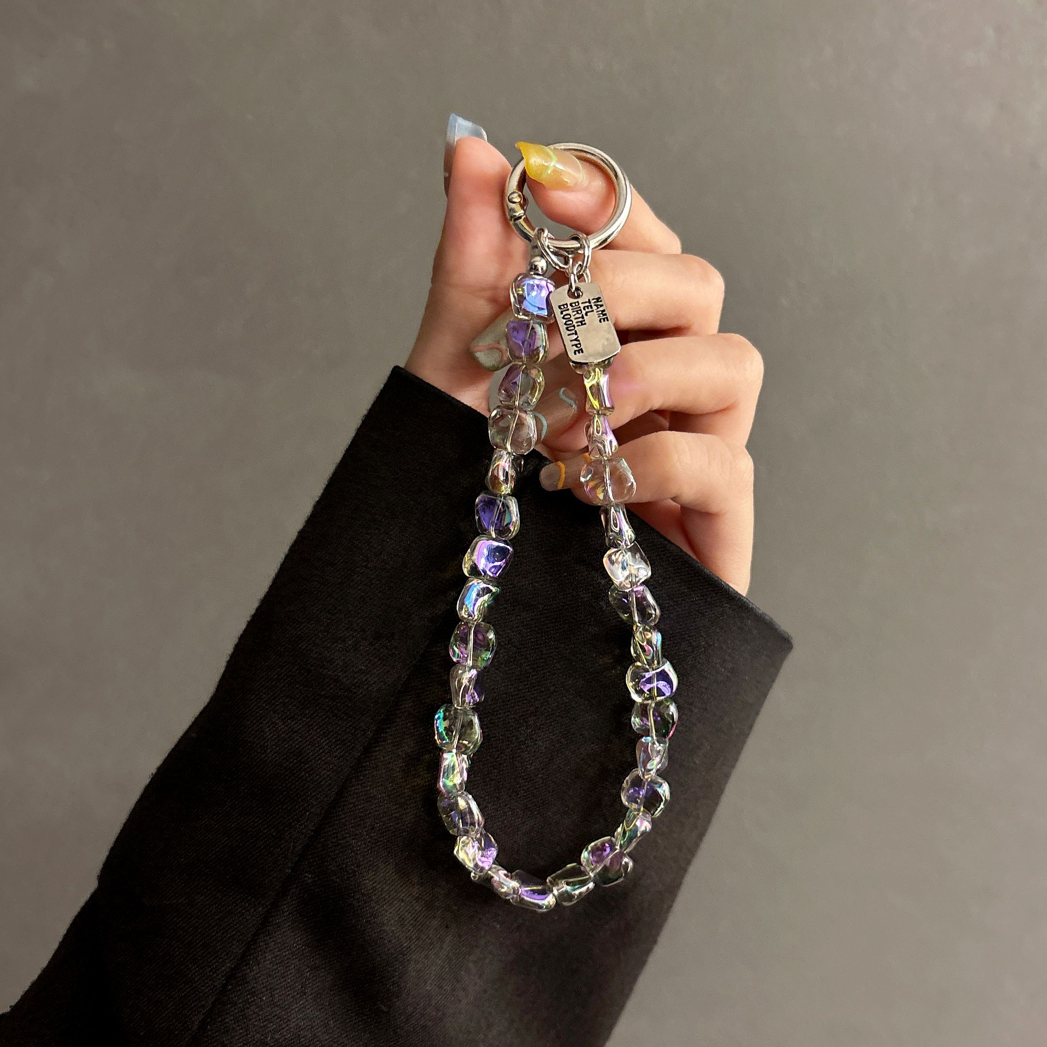 奢华高级感异形水晶串珠手提链手腕短挂绳手机壳汽车钥匙扣包挂件