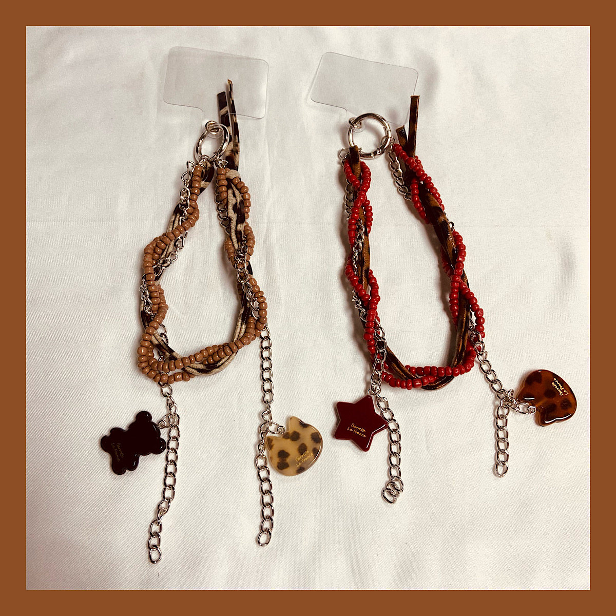 个性创意豹纹流苏串珠手提链手腕短挂绳壳汽车钥匙扣包包挂件