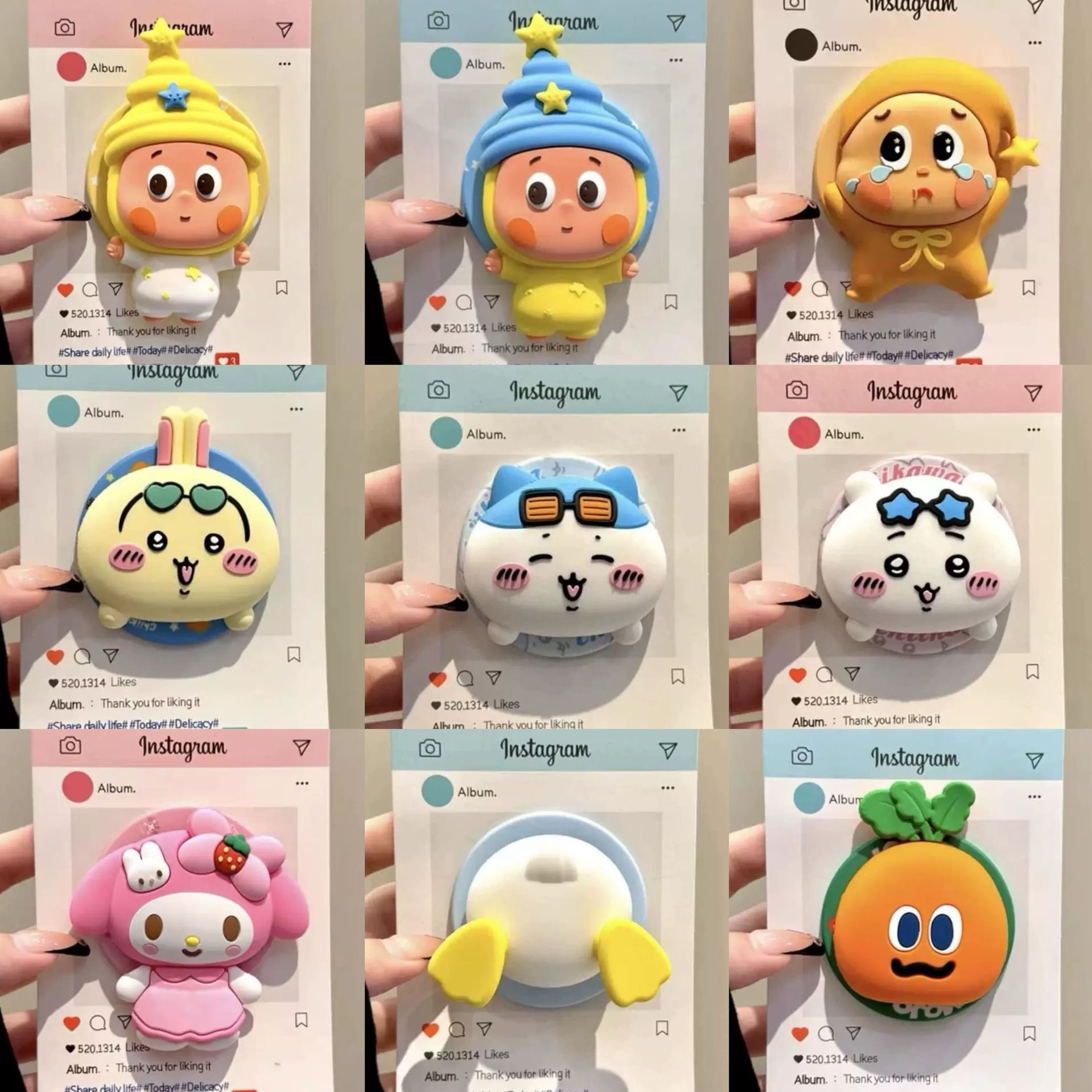 星星小人吉伊卡哇适用MagSafe磁吸支架强吸附力可伸缩桌面气囊女