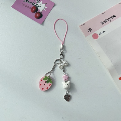 甜美纽扣草莓壳挂件ccd相机装饰品airpods耳机套挂饰diy手串