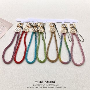 彩钻杯绳短绳手腕绳带夹片壳挂绳手绳ccd相机 ins猫爪子单扣款