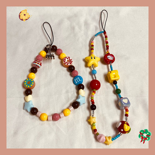 多巴胺苹果kitty猫壳链条表情星星ccd相机挂饰配件手绘珠子