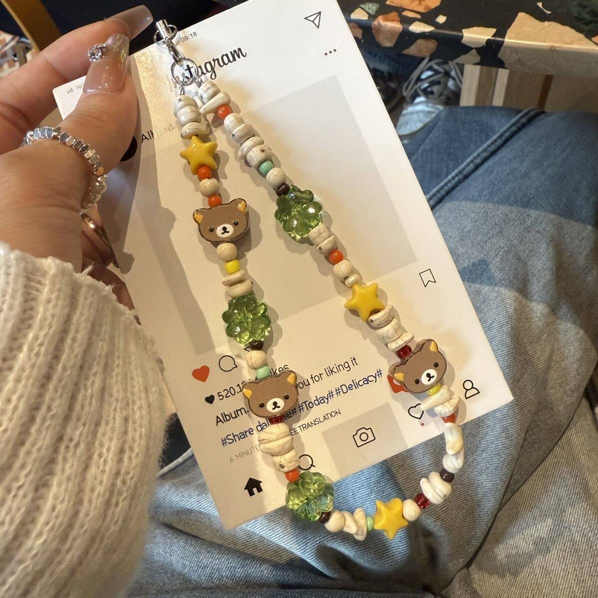 韩系四叶草轻松熊ccd串珠ins风相机链条可爱挂饰包包挂件古早,3C数码配件,手机挂件/手机链,淘宝优惠券,粉丝福利购,淘宝优惠卷
