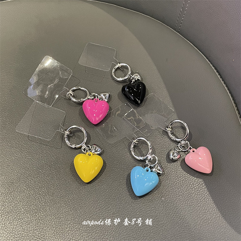 日韩ins可爱彩色爱心车钥匙挂件书包挂坠耳机壳壳挂饰品