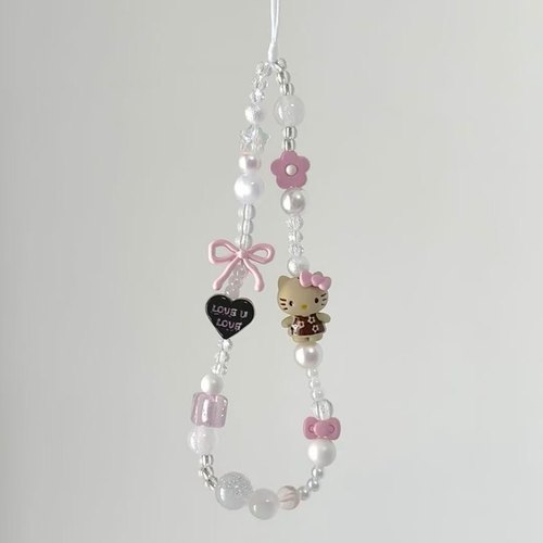 ins风原创黑皮KT链条DIY串珠ccd防丢相机挂绳链条装饰钥匙扣