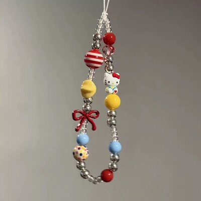 ins风韩系链蝴蝶结kt珠子挂件串珠手链ccd挂件相机挂件