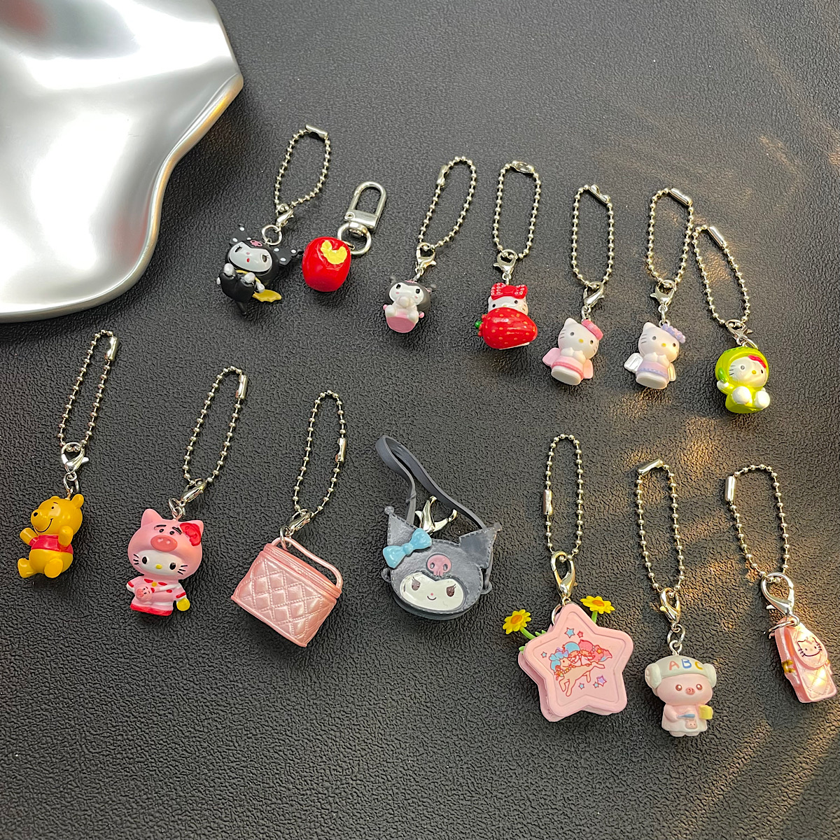 可爱迷你版KT猫hellokitty美乐蒂diy配件壳相机包包挂件公仔