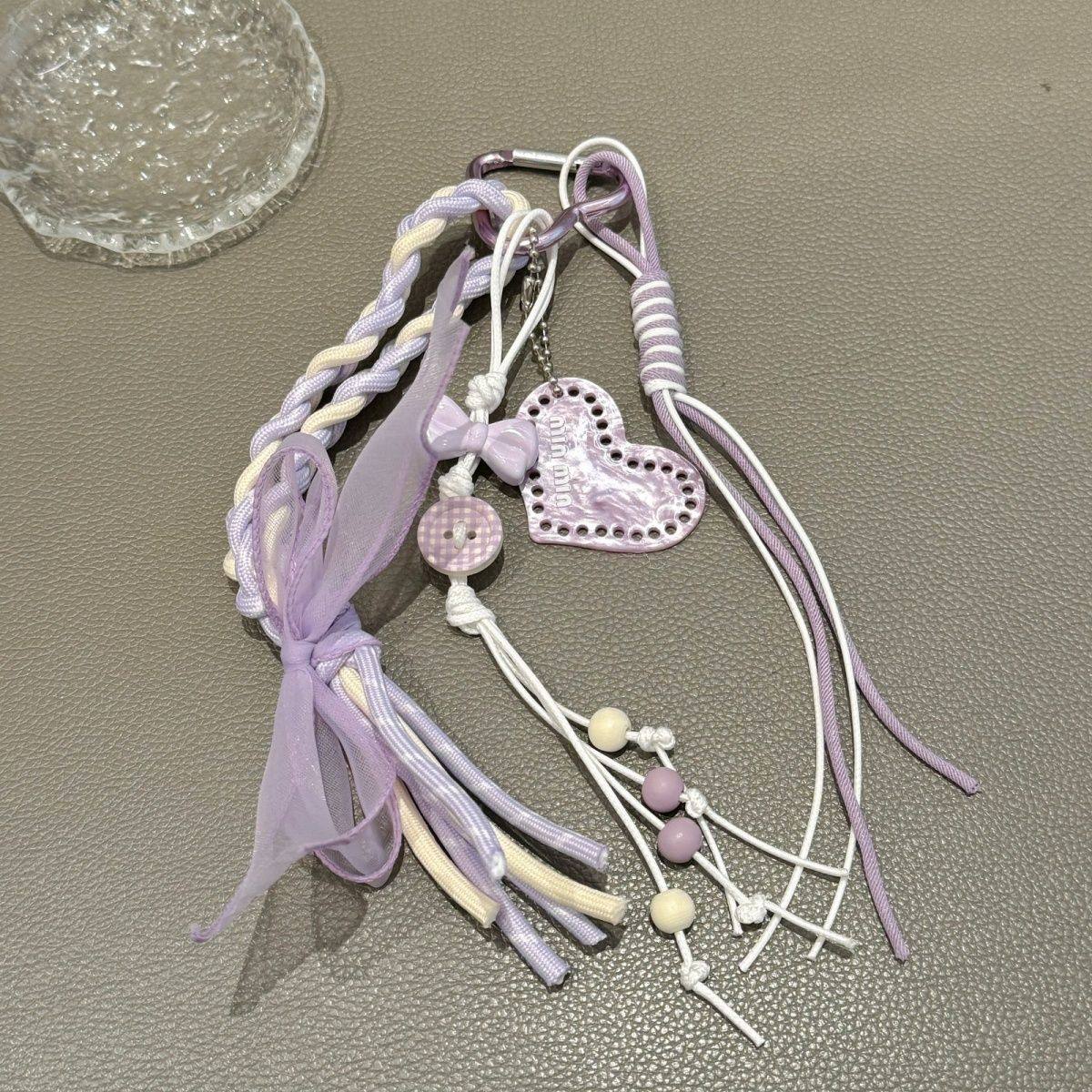 原创设计紫色编制流苏链条挂绳挂饰手机壳汽车钥匙扣包包装饰配件