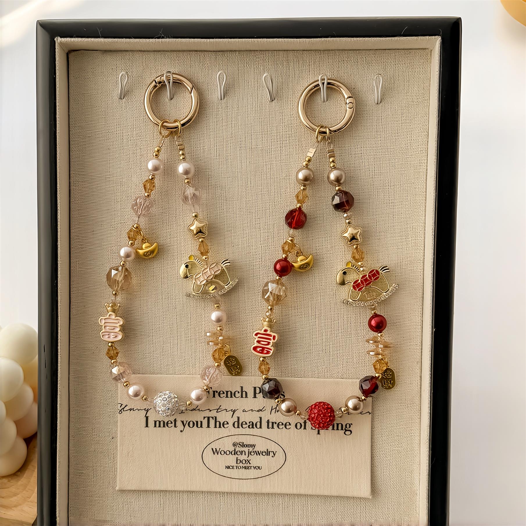 马年马上有钱合金链水晶挂绳奢华挂链挂饰包包挂件挂手腕