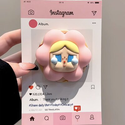 立体粉色花朵头套哭娃磁吸支架适用MagSafe强力吸附桌面懒人