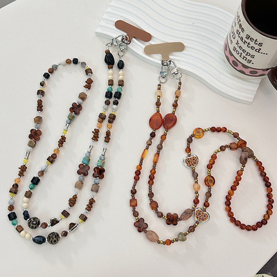 小众复古链独特个性棕色串珠链条斜挎可背超好看美拉德挂链