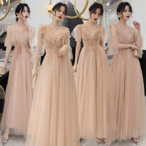 Bridesmaid Dress 2019 new autumn and winter bridesmaid dress female fairy temperament Bridesmaid group sister dress long and thin