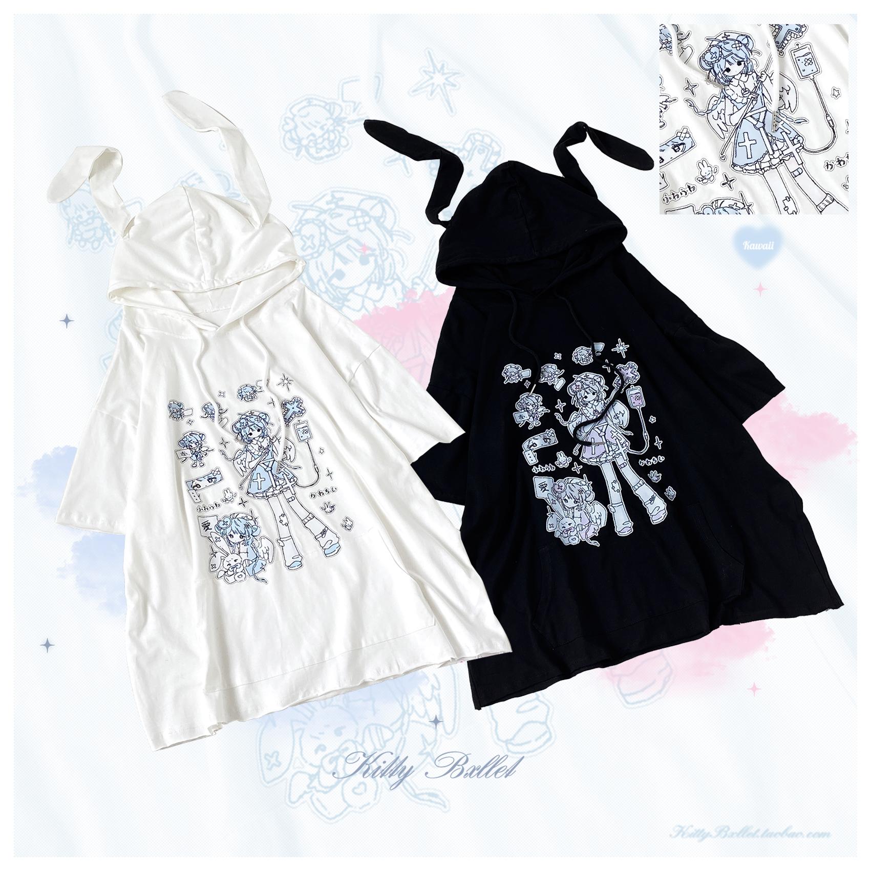 KittyBxllet原创【玩偶病栋】松兔耳帽原创图案T