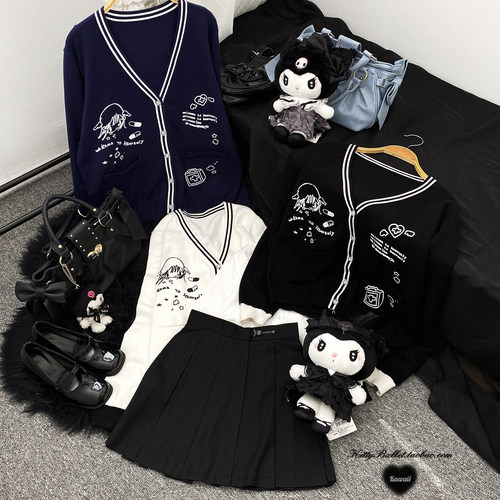 宽松宅萌亚宅原创图案制服开衫