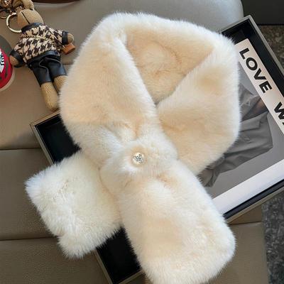 韩系交叉毛领围脖软乎乎毛