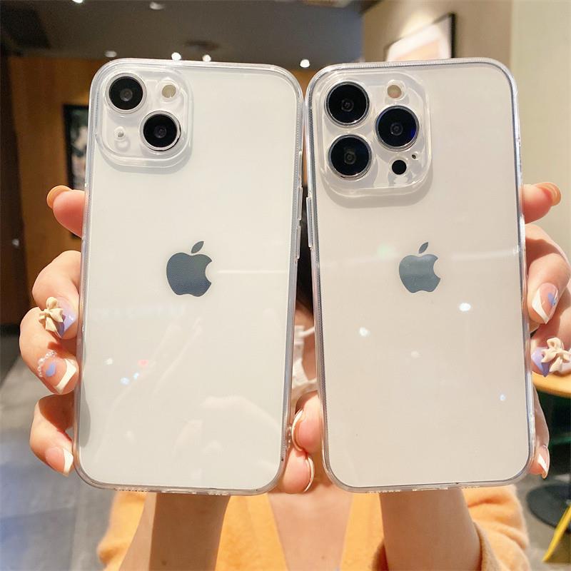 高档简约透明直边软壳适用iphone13promax苹果12/14proxr壳15男女