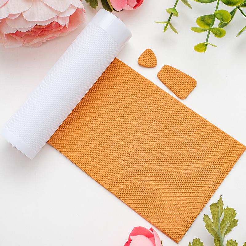 日式立体蜂巢纹理软陶滚筒粗峰窝肌理粘土擀面杖耳环吊坠压花手作