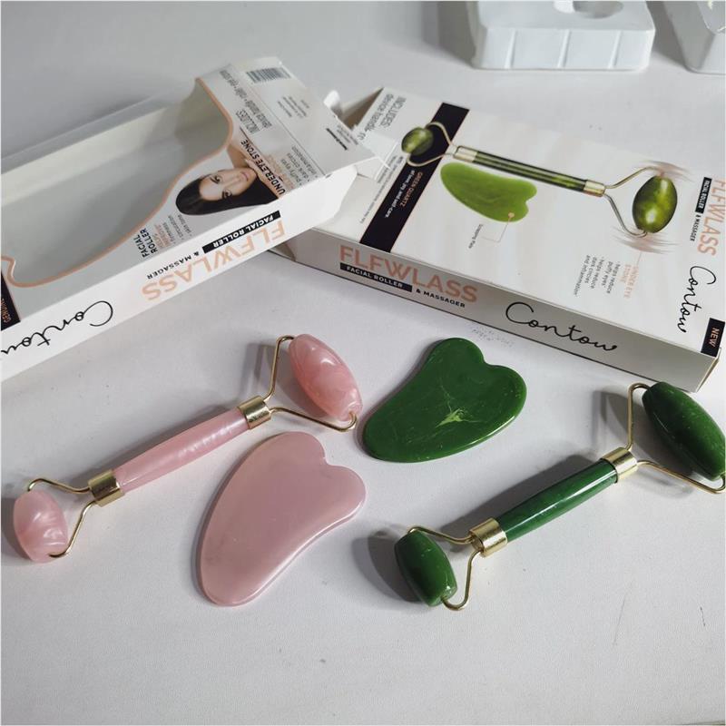 正品刮痧板脸部专用树脂 仿玉石双头按摩器滚轮刮痧板面部颈部通