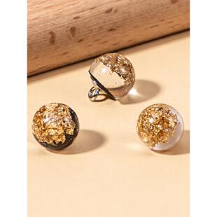 仿玉石纽扣高端精致时尚中式汉服金箔珍珠衬衫国风旗袍