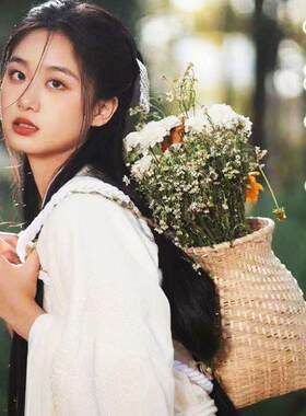 古风背篓道具竹编汉服拍照摄影儿童舞蹈表演农用小号藤编花篮采茶