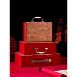 礼金盒订婚专用彩礼钱盒子酒红高档礼金箱聘金聘礼盒礼金盒10万20