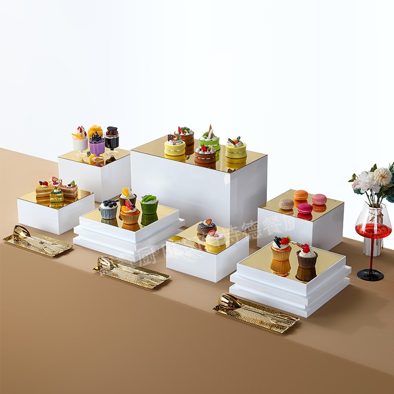 高端自助餐甜品台展示架亚克力茶歇摆台冷餐婚庆宴会下午茶糕点架