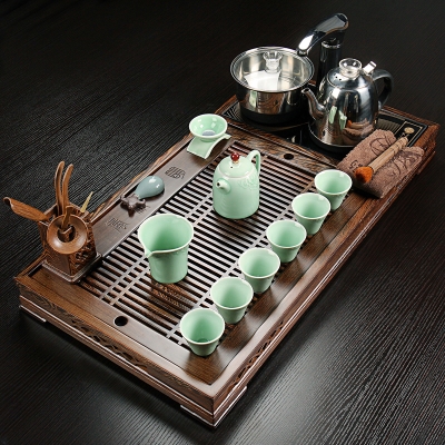 正品鸡翅木茶盘实木家用大号茶台紫砂功夫茶具套装黑檀茶海电磁炉