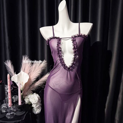 【亢奋Wardrobe】性感约会战袍制服情调趣味连体内衣透视情趣套装