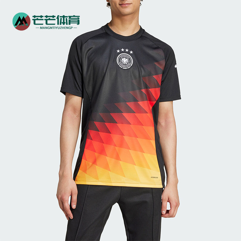 Adidas/阿迪达斯正品德国队男士复古足球训练短袖球衣IW7956