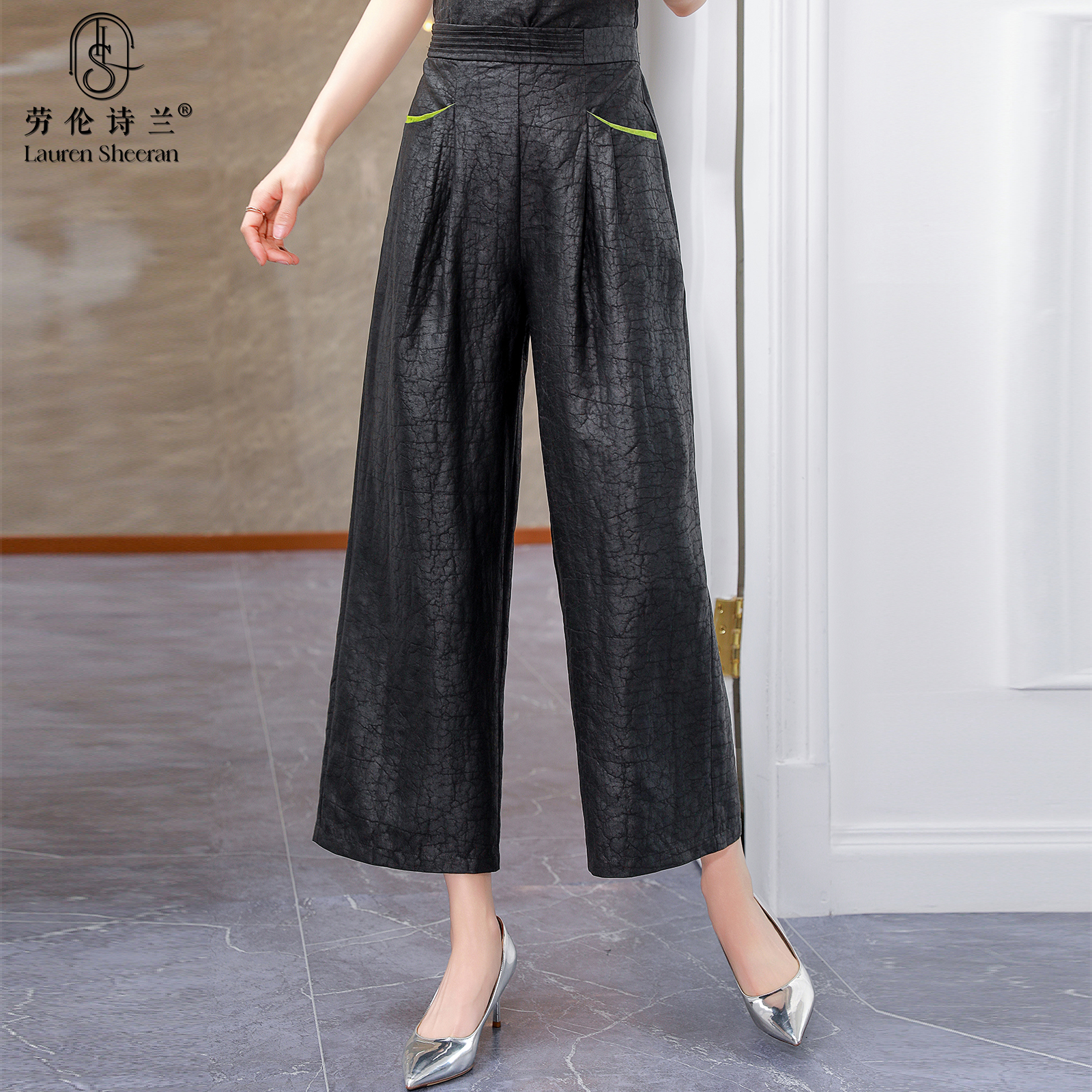 高端品牌龜紋香云紗真絲褲子新款