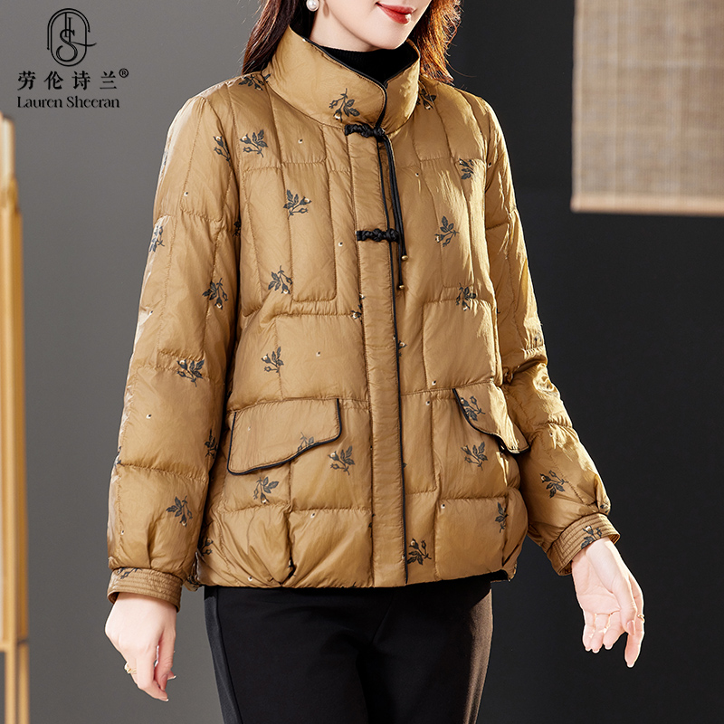 高端轻薄鹅绒羽绒服女款冬季2024新款洋气中年妈妈白鹅绒短款外套