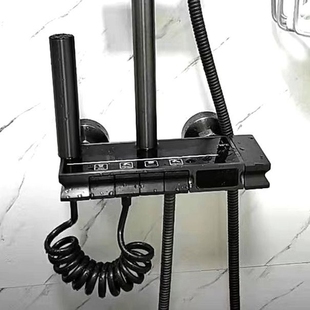 枪灰色淋浴器氛围灯恒温数显全铜主体花洒水镀家用套装增压喷头