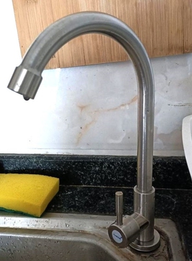 304360度节水起泡入墙式不锈钢开关水龙头厨房旋转水槽单冷龙头