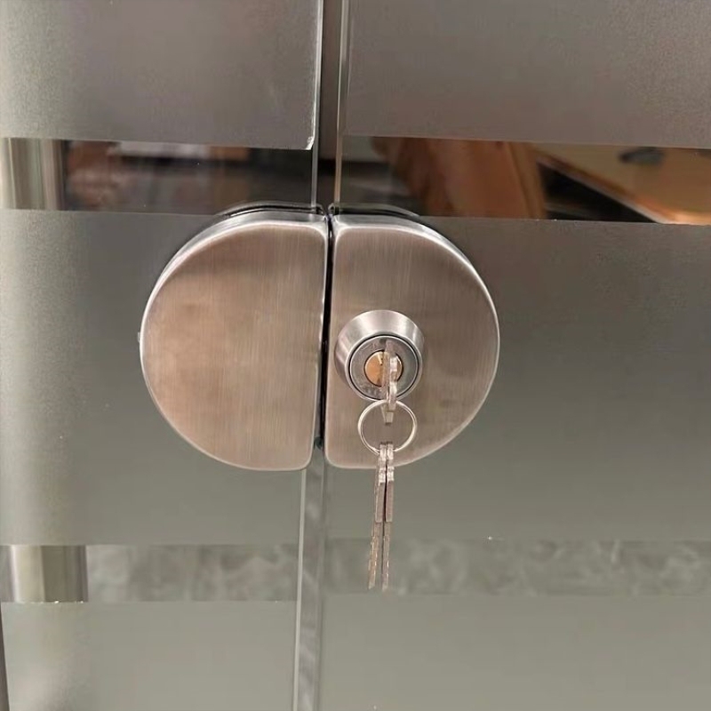 玻璃锁锁具商铺店铺免开孔推拉插销无框锁门锁中央锁玻璃门地锁