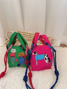 ballchain日系mini背心包可爱手机包刺绣环保袋休闲手提斜挎包