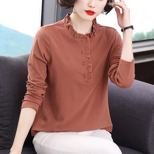 茵佩妮长袖通勤适中花边纽扣