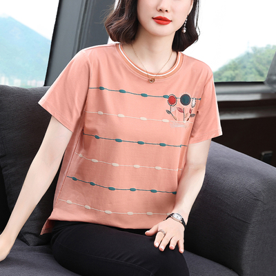 茵佩妮妈妈夏季条纹短袖T恤衫