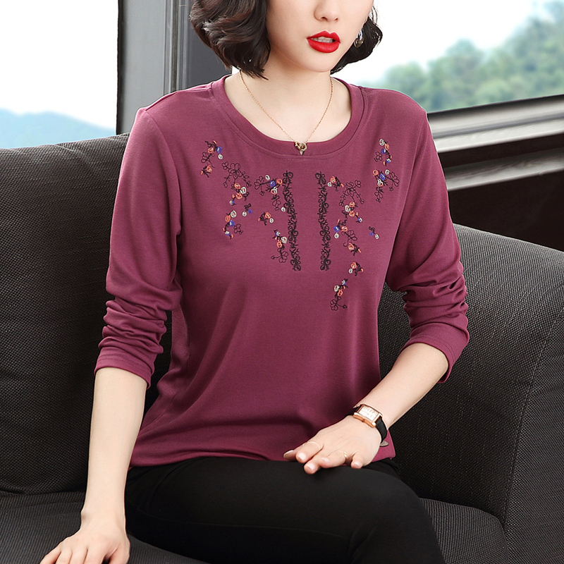 长袖打底小衫女纯棉t恤妈妈春装