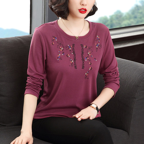 长袖打底小衫女纯棉t恤妈妈春装