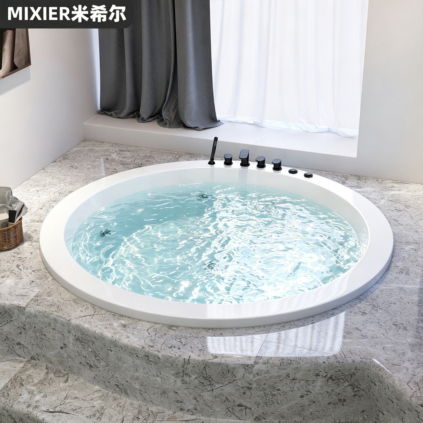 圆形浴缸嵌入式家用双人恒温按摩图片