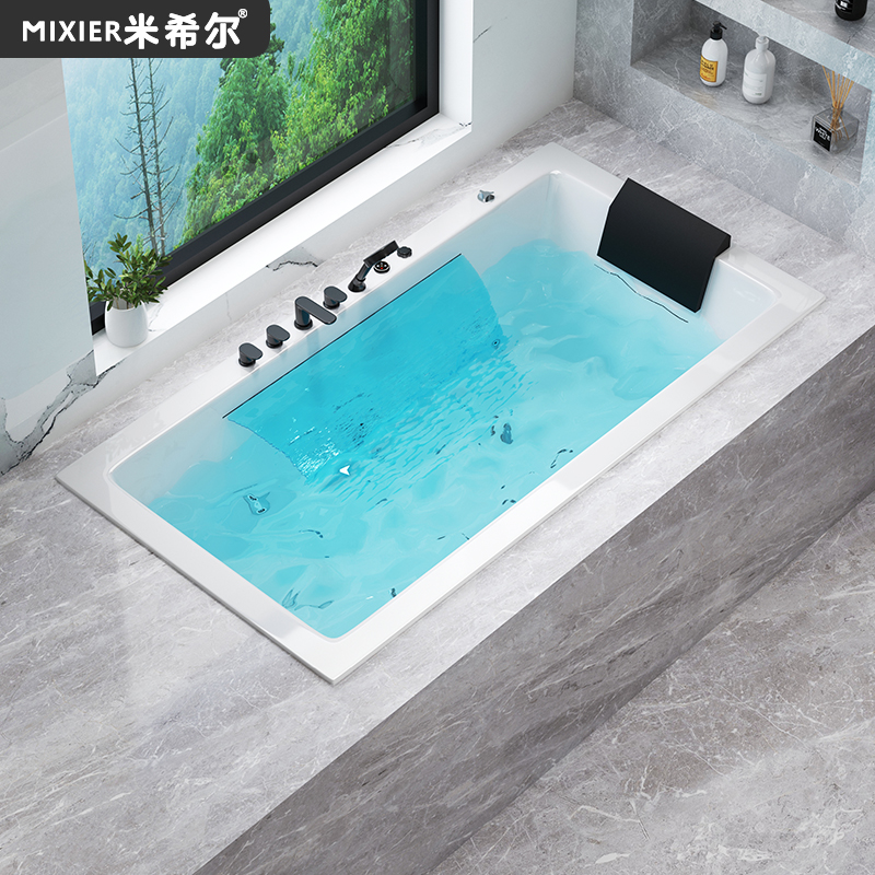 亚克力嵌入式浴缸家用日式深泡小户型双人恒温冲浪按摩大瀑布浴池