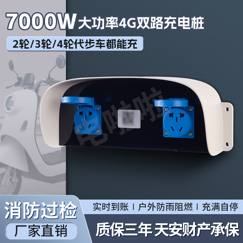 电啦啦大功率4G智能双路充电桩